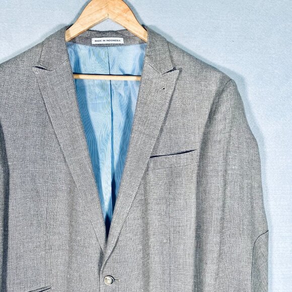 Joseph Abboud Blazer Mens 46 XL Beige Linen Wool Slim Fit Sport Coat Jacket - Picture 5 of 15